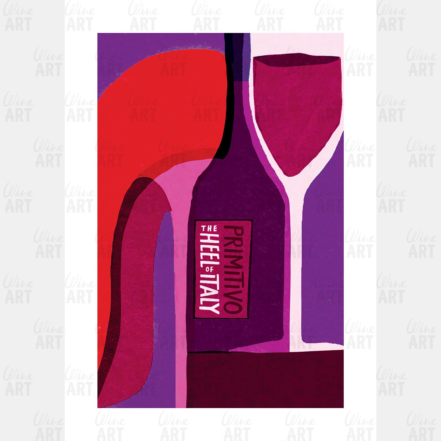 Art print of The Heel of Italy Puglia Primitivo wine