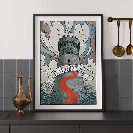 Framed art print of The Tower Bordeaux wine
