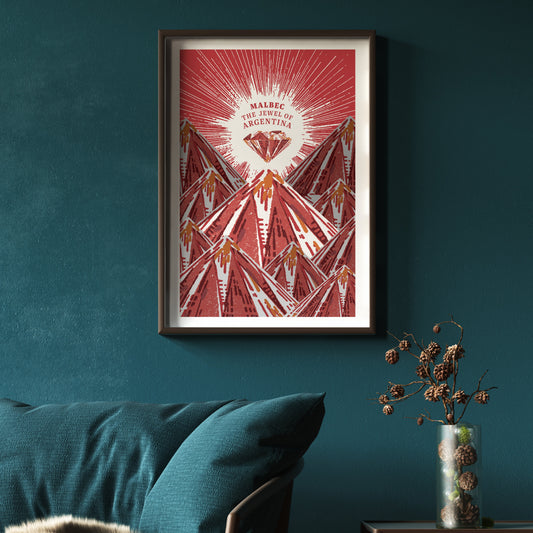 Framed art print of The Jewel of Argentina Uco Valley Malbec wine
