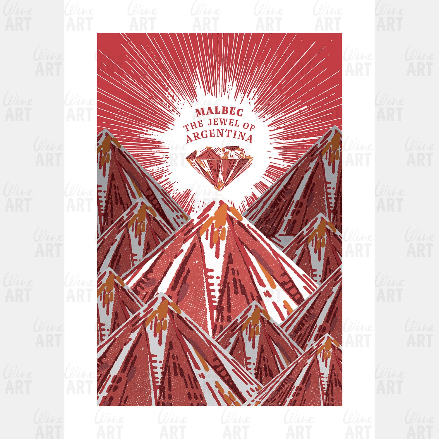 Art print of The Jewel of Argentina Uco Valley Malbec wine