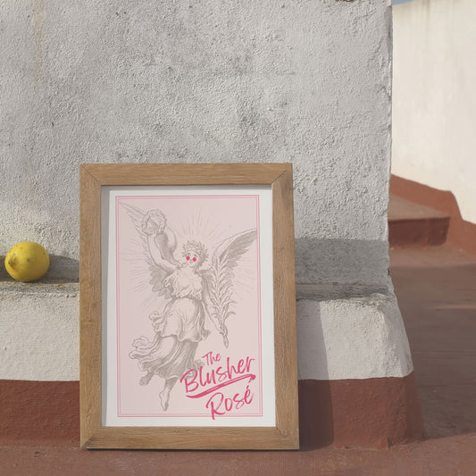 Framed art print of The Blusher Pinot Grigio Rosé wine