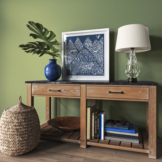 Framed art print of The Black Mountains Languedoc Red wine