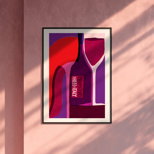 Framed art print of The Heel of Italy Puglia Primitivo wine