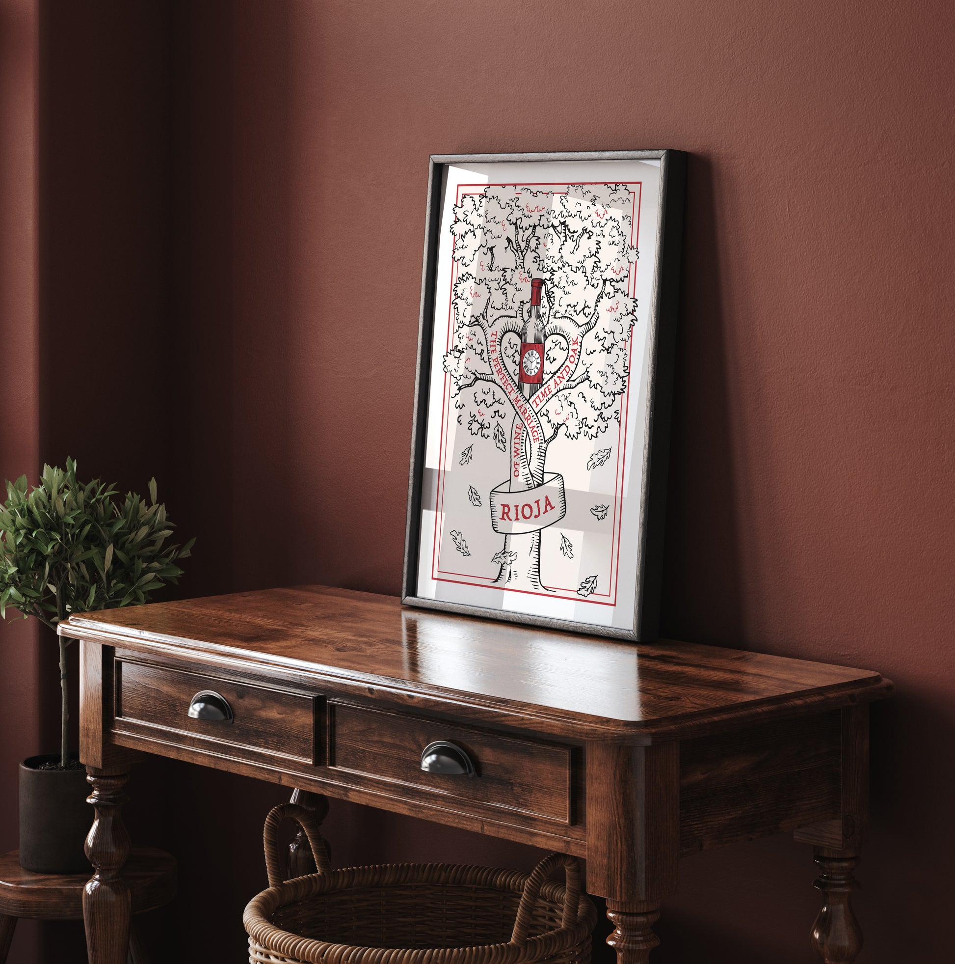 Framed art print of Rioja Tempranillo Reserva wine