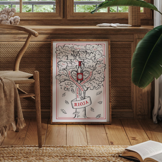 Framed art print of Rioja Tempranillo Reserva wine