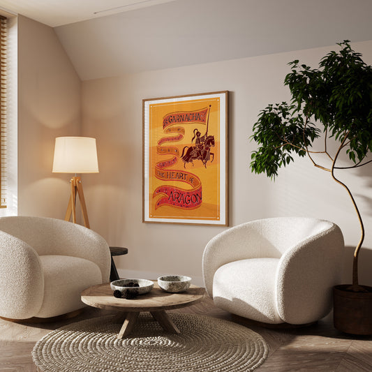 Framed art print of The Heart of Aragon Garnacha wine